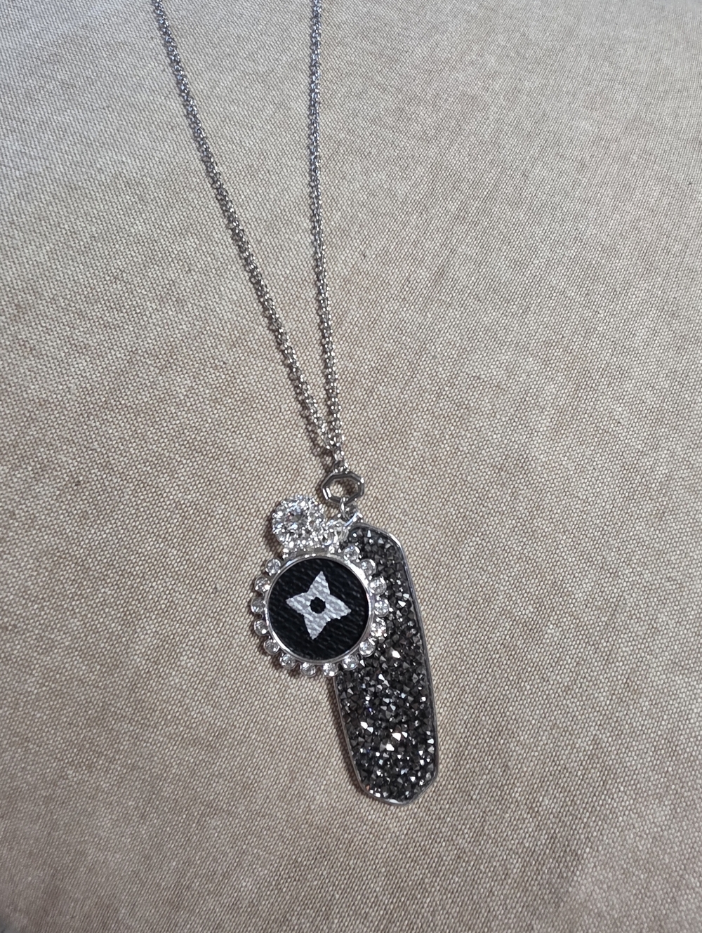 Designer Inspired Rhinestone Bling Silver Necklace